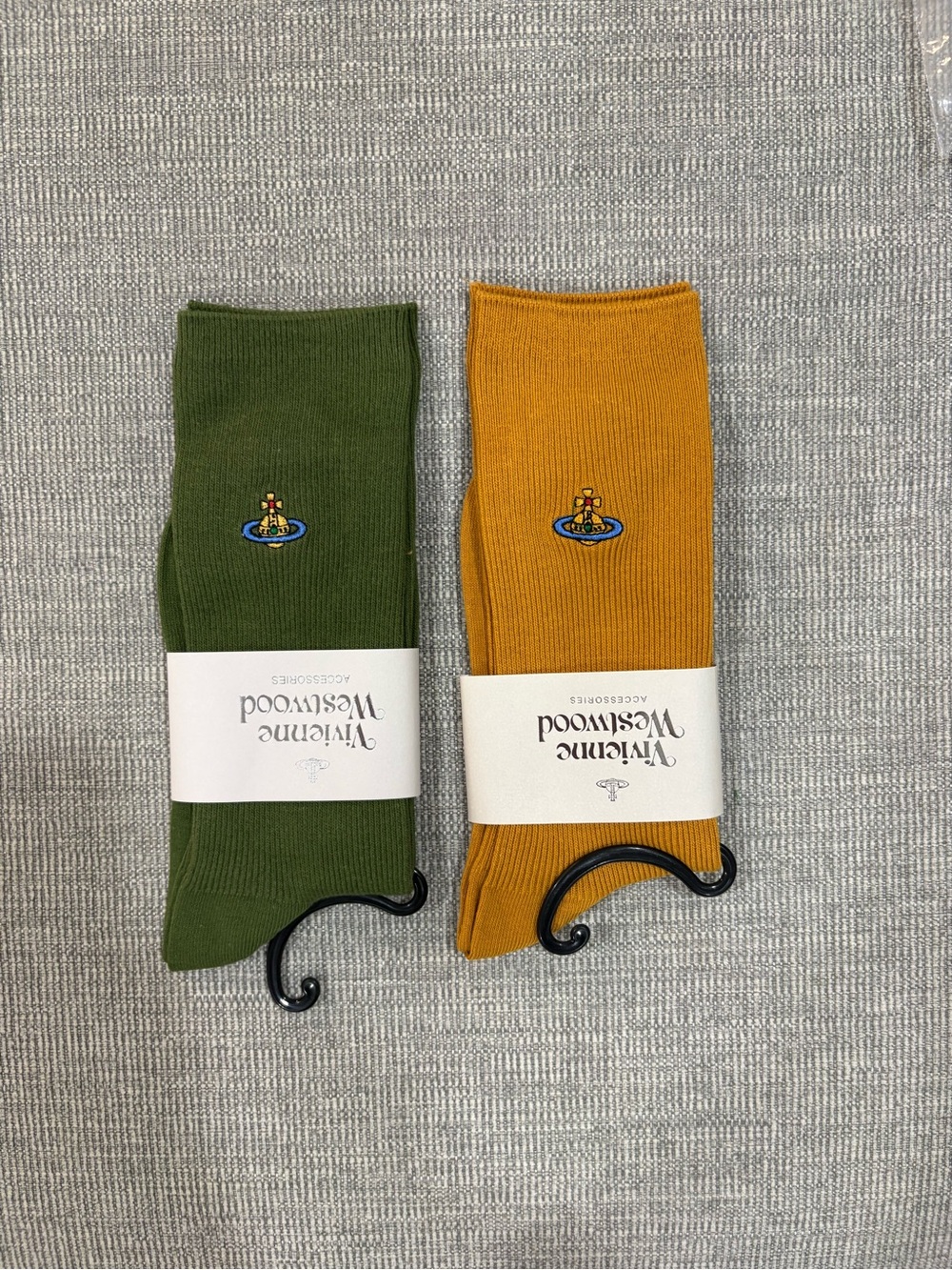 Vivienne Westwood women Crew Socks - Olive Green & Mustard one size
